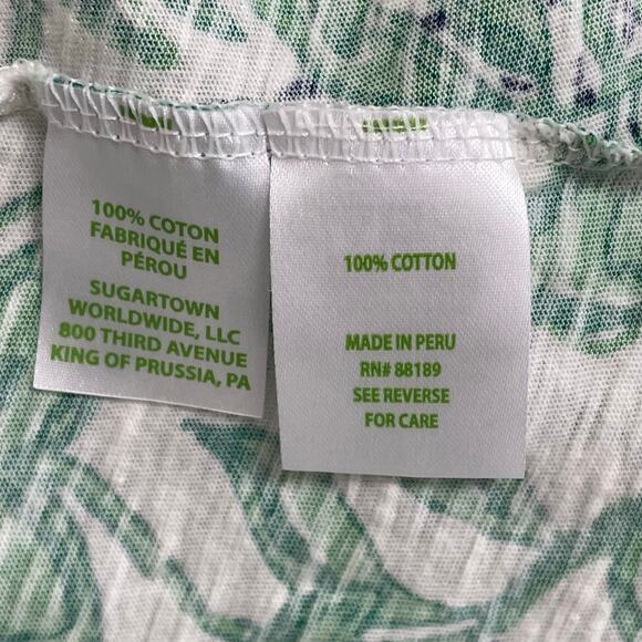 Lilly Pulitzer Etta Scoop Neck Top Fiddle Leaf Green Lil Escape Plan Womens XS - Picture 7 of 8